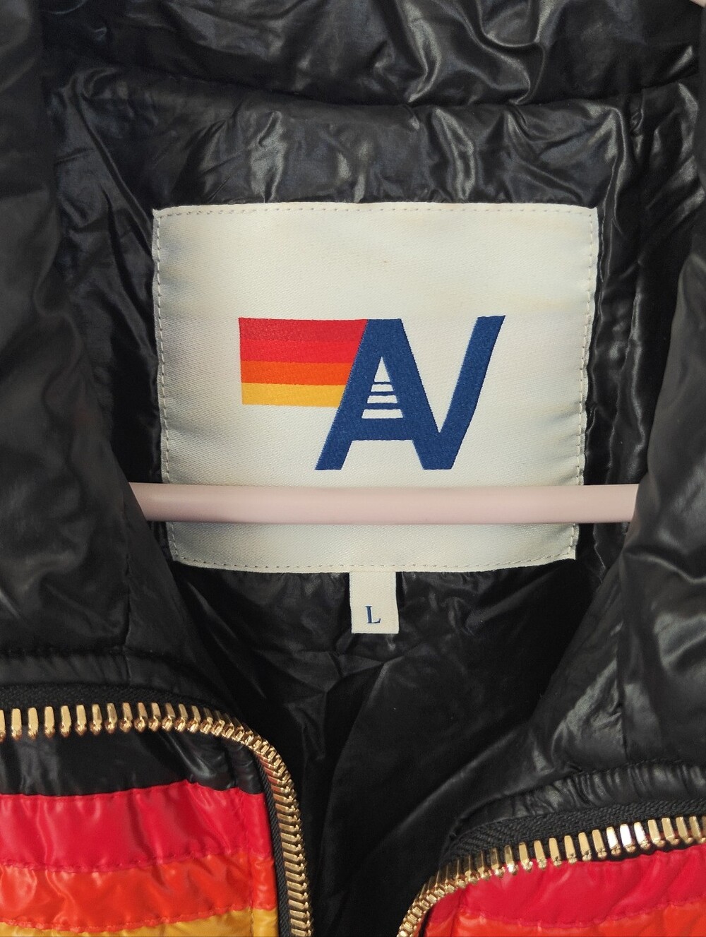 Aviator Nation  Rainbow Stripe Puffer Jacket – Black – Size L - Picture 5 of 8